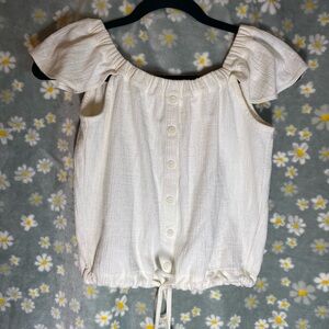 Madewell White Puff Sleeve Smocked Blouse